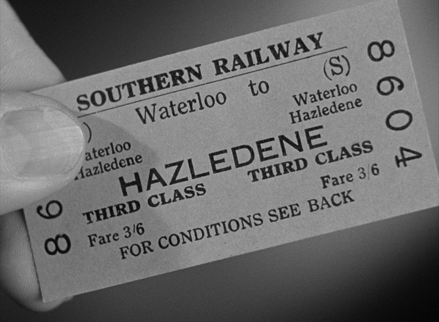 Train ticket in Suspicion (1941, dir. Alfred Hitchcock) Warner Bros. Blu-ray screenshot