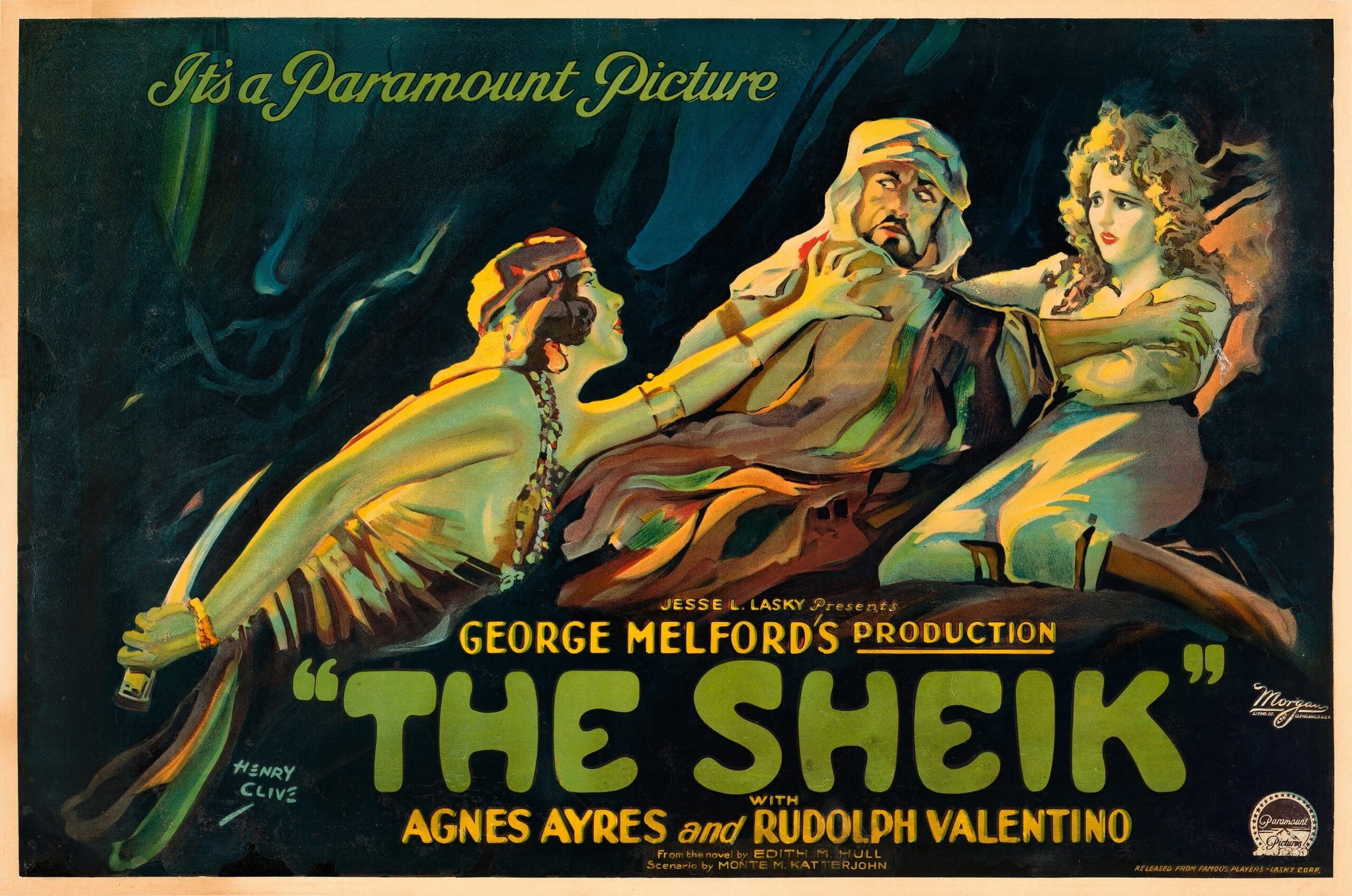 Rudolph Valentino in The Sheik (1921) US horizontal one sheet poster