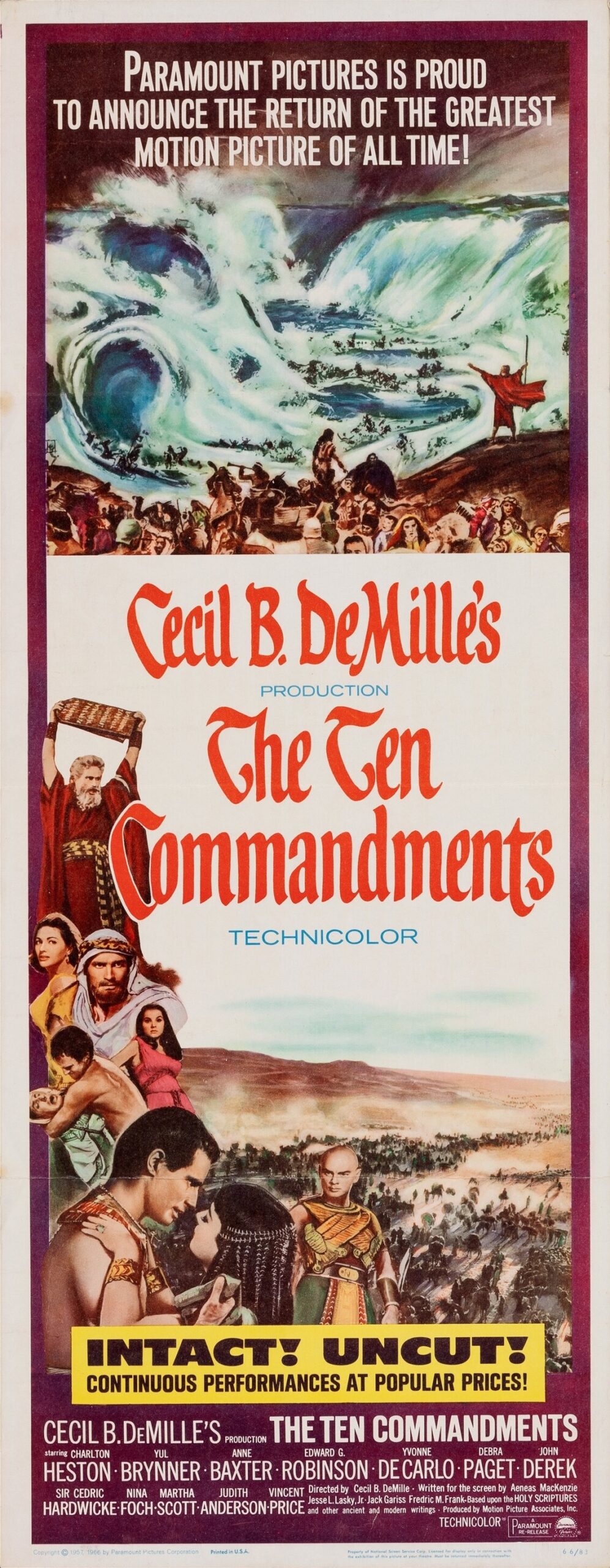 The Ten Commandments (1956, dir. Cecil B. DeMille) US 1966 re-release insert poster