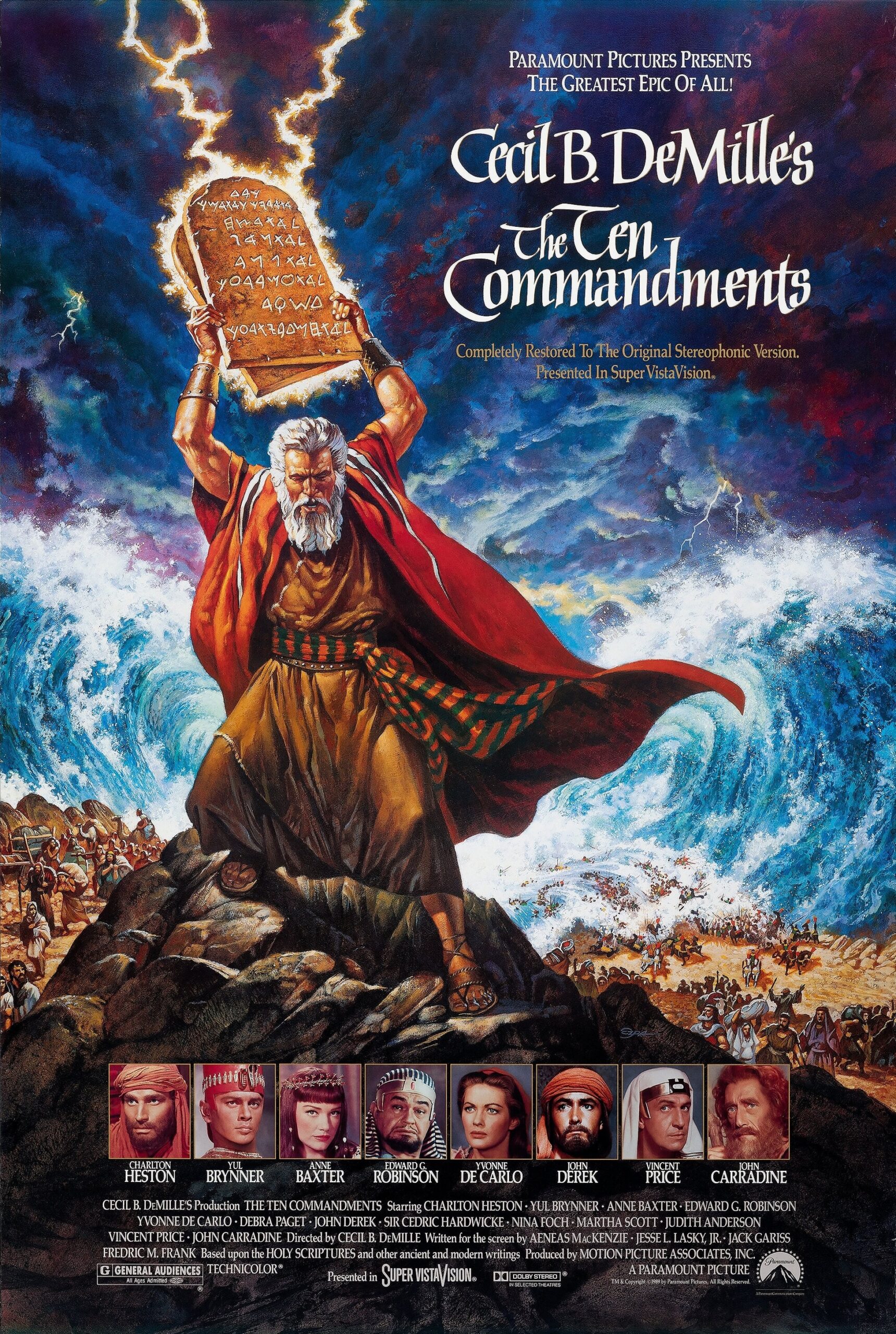 The Ten Commandments (1956, dir. Cecil B. DeMille) US 1989 re-release one sheet poster