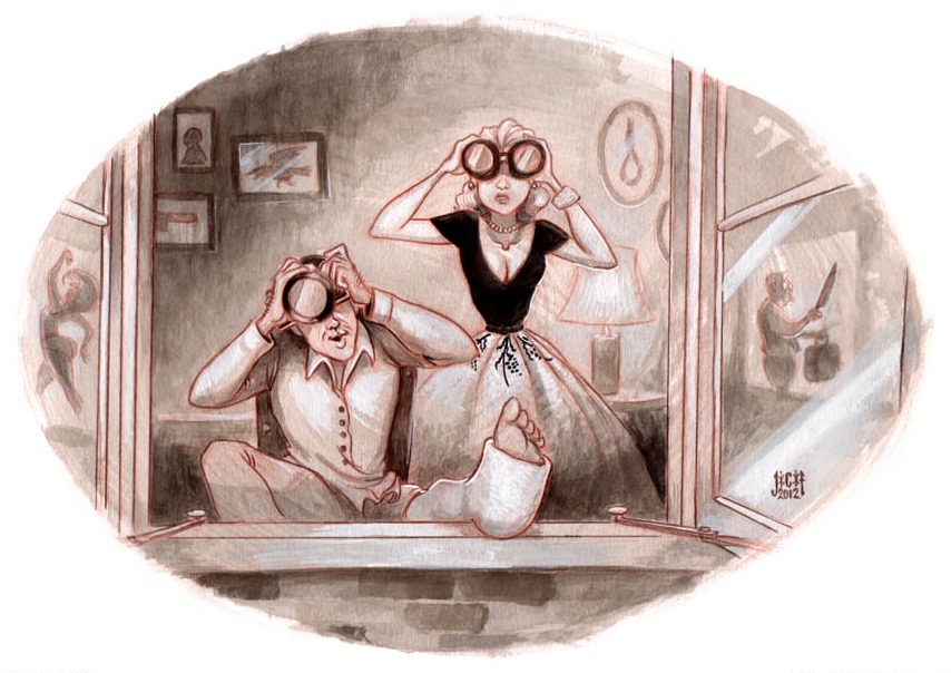 Rear Window (1954, dir. Alfred Hitchcock) cartoon by James C Trujillo, 2012